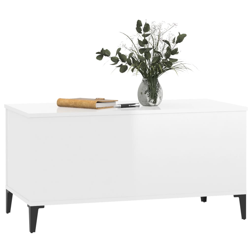 NNEVL Coffee Table High Gloss White 90x44.5x45 cm Engineered Wood - Image 4
