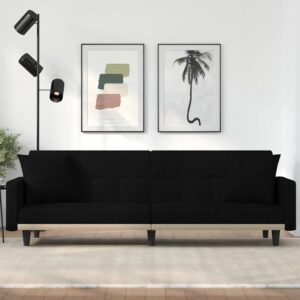 NNEVL Sofa Bed with Cushions Black Fabric