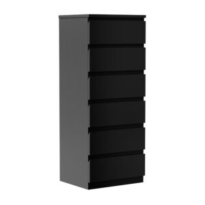 NNEED 6 Chest of Drawers Tallboy Dresser Table Black