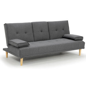 NNEDPE Sarantino Linen Fabric Sofa Bed Lounge Couch Futon - Dark Grey