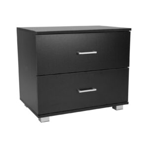 NNEDSZ Sarantino Bedside Table Cabinet Storage Chest 2 Drawers Lamp Side Nightstand - Black